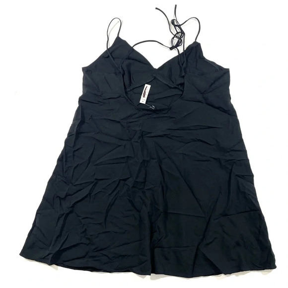 New Madewell Layton Mini Slip Dress Black Size 14 - Picture 4 of 9